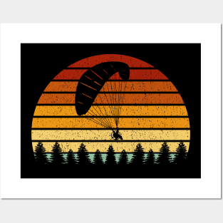 Vintage Sunset Paragliding Gift For Paragliders Posters and Art